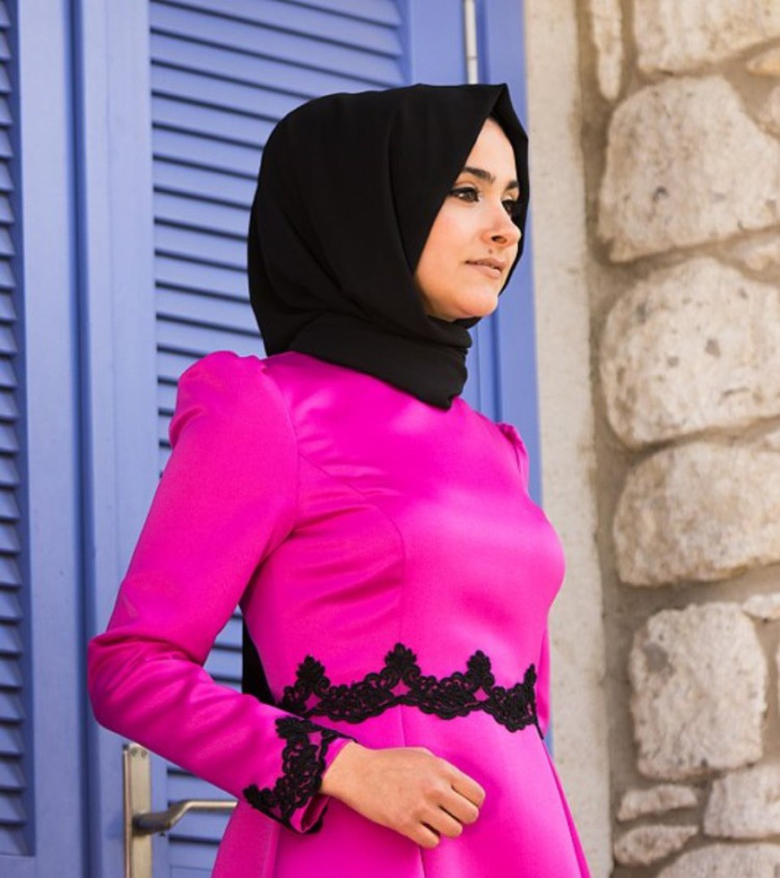 Robe abaya ceinture dentelle