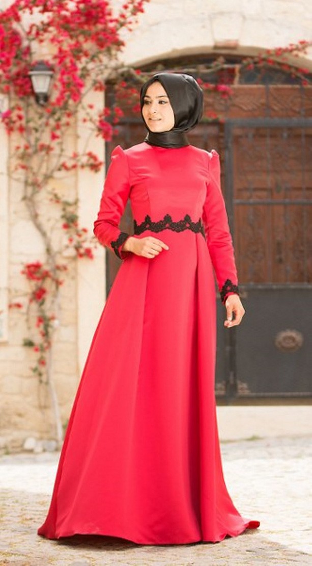 Robe abaya ceinture dentelle