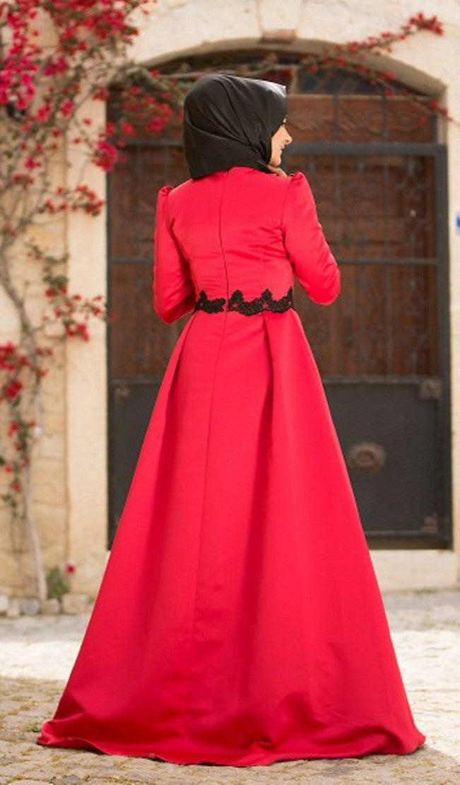Robe abaya ceinture dentelle