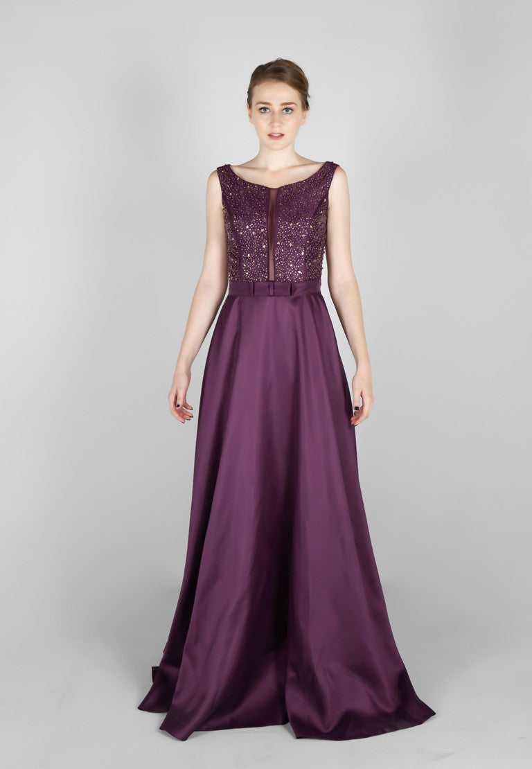Robe de soirée longue perlée