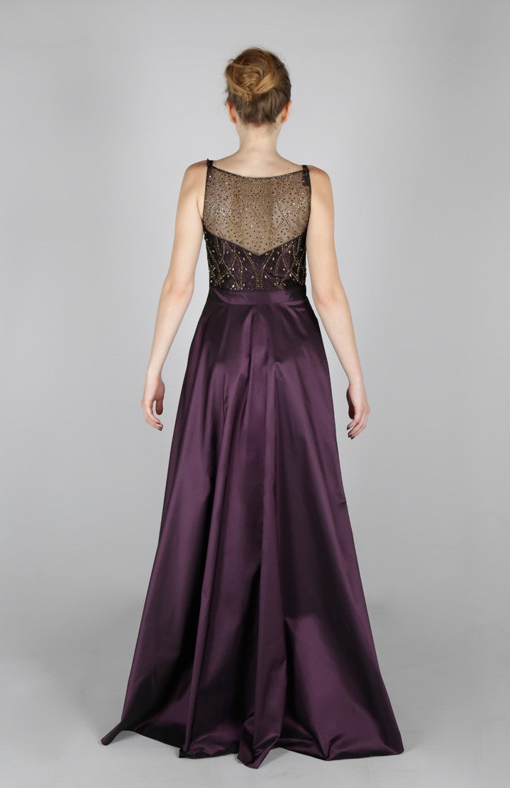 Longue robe de soirée top perlé