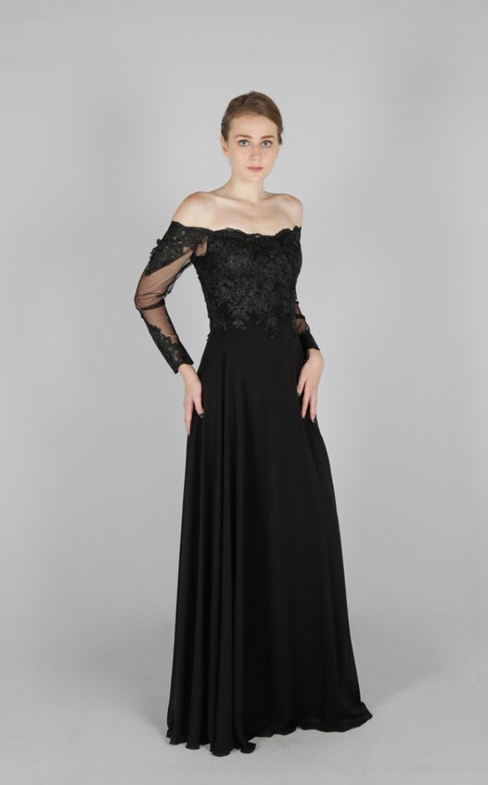 Robe de soirée col bateau