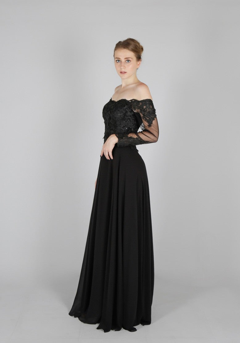 Robe de soirée col bateau