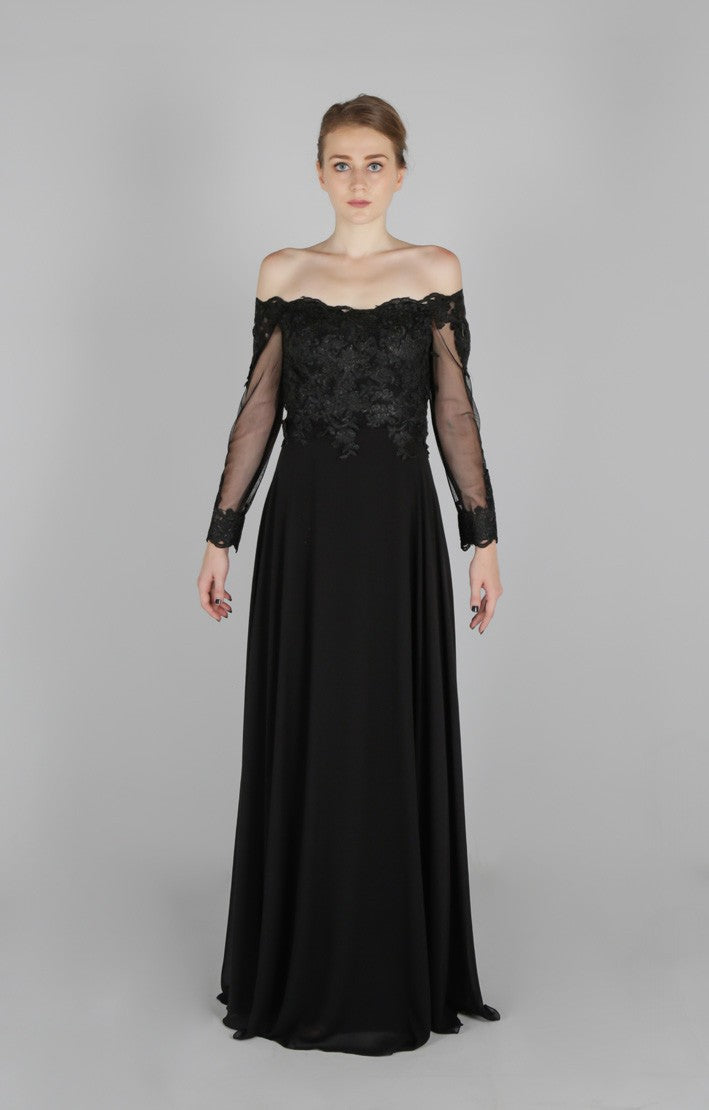 Robe de soirée col bateau