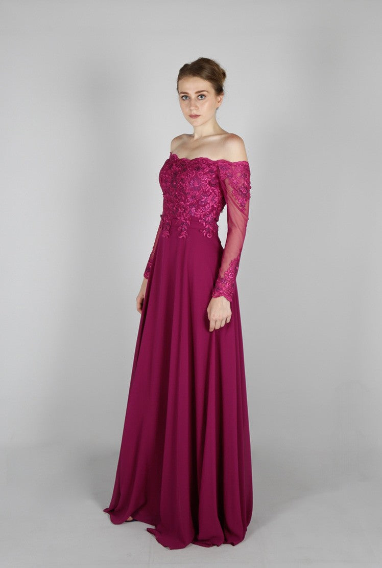 Robe de soirée col bateau