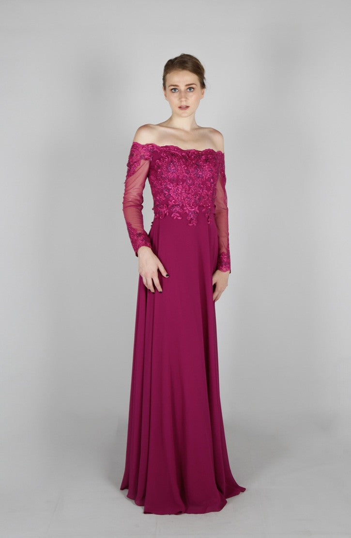 Robe de soirée col bateau