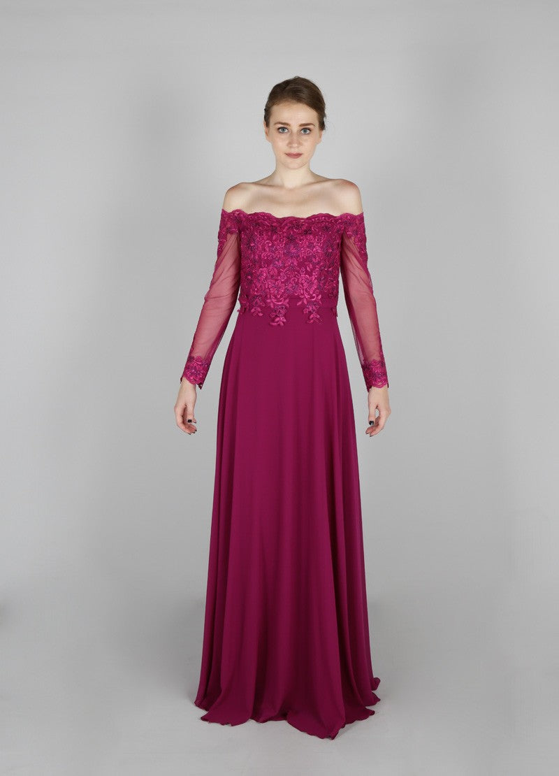 Robe de soirée col bateau
