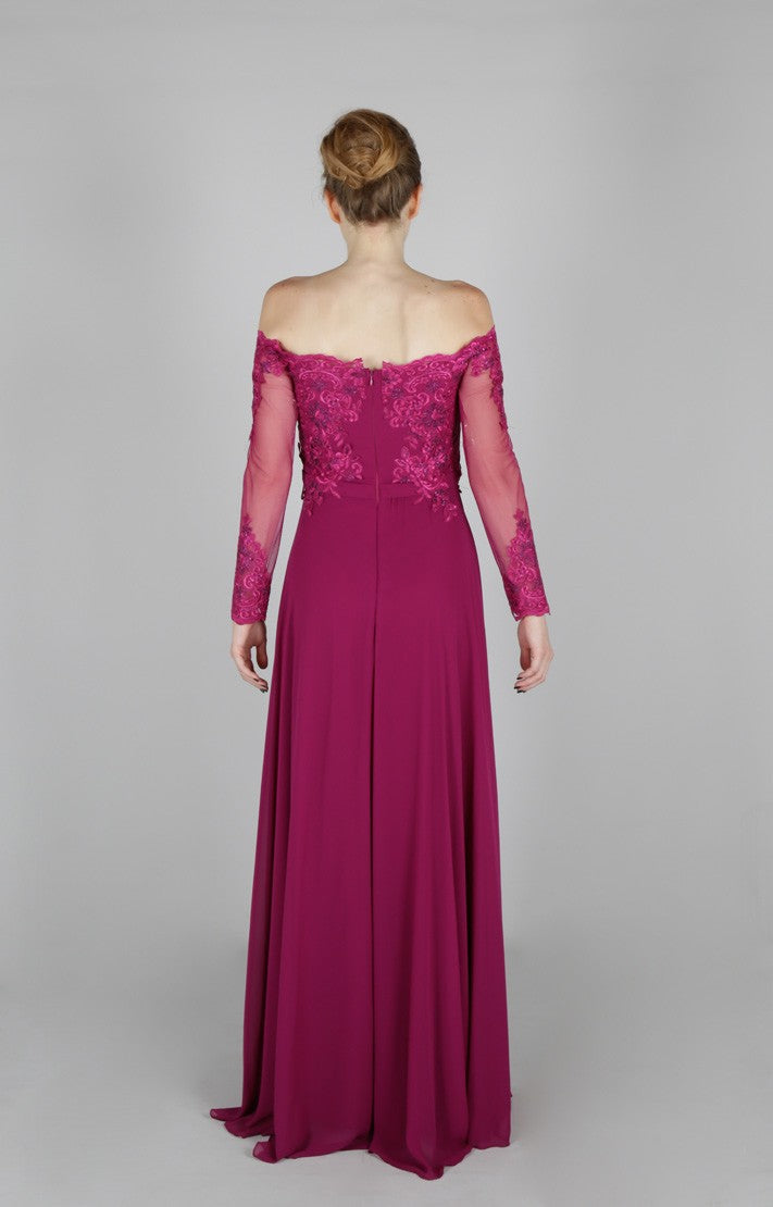 Robe de soirée col bateau