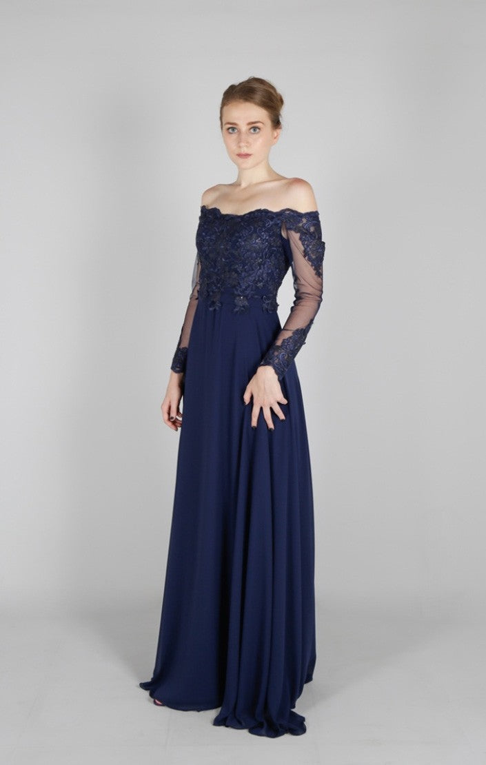 Robe de soirée col bateau