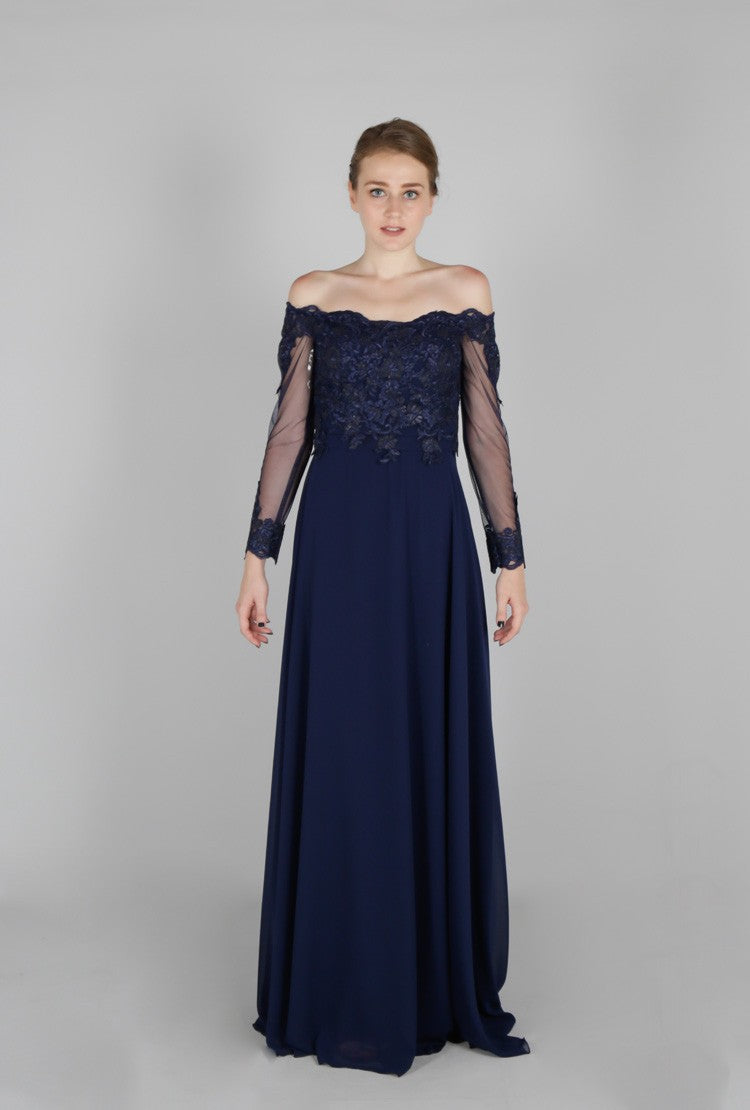 Robe de soirée col bateau