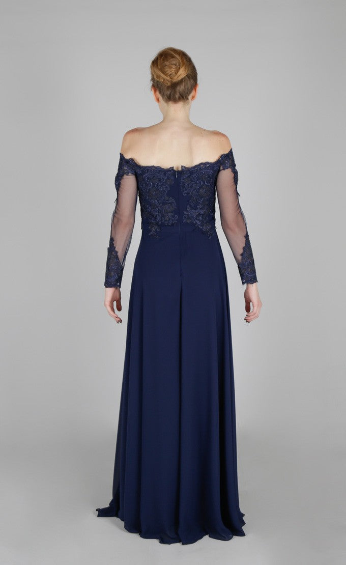 Robe de soirée col bateau