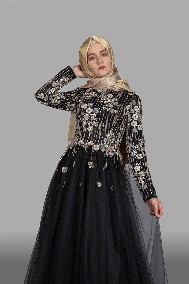 Robe de soirée longue fleurie