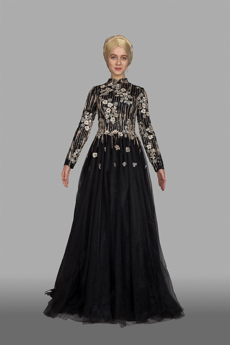 Robe de soirée longue fleurie