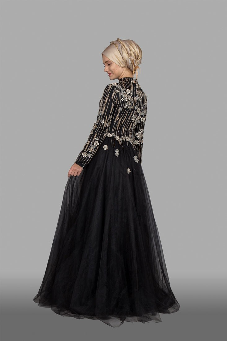 Robe de soirée longue fleurie