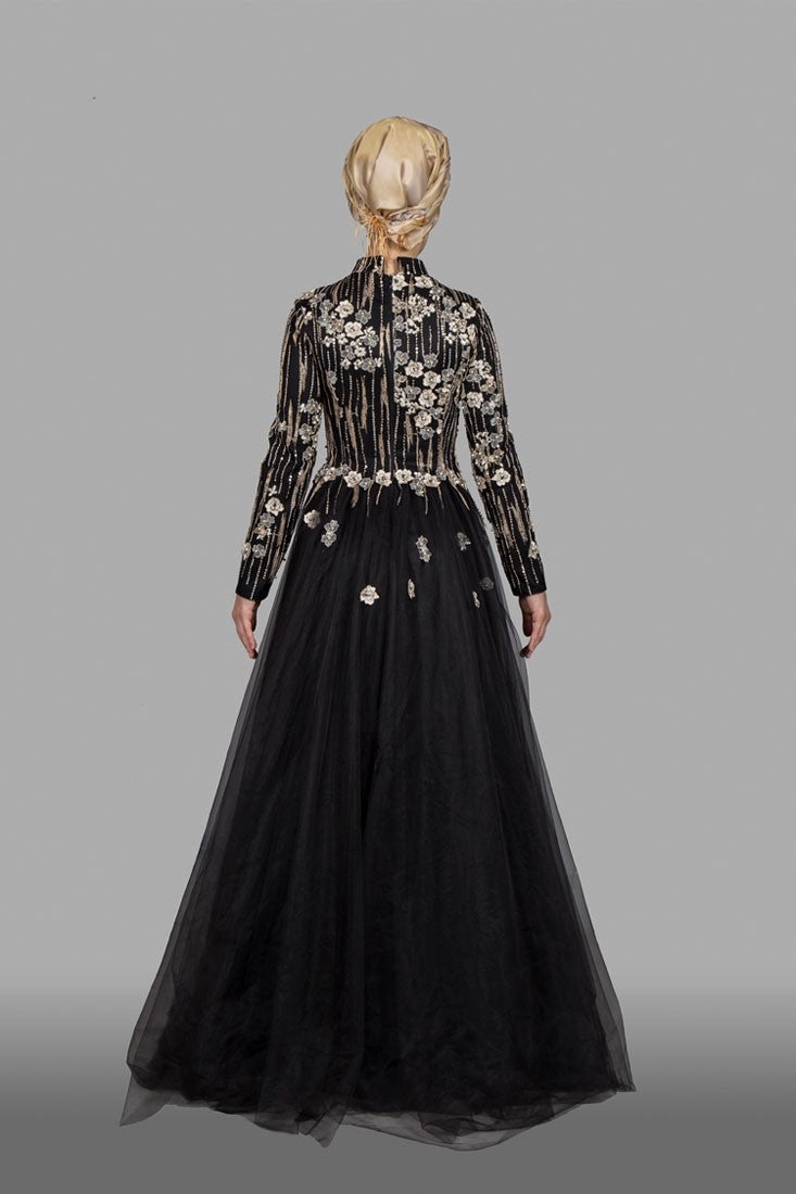 Robe de soirée longue fleurie