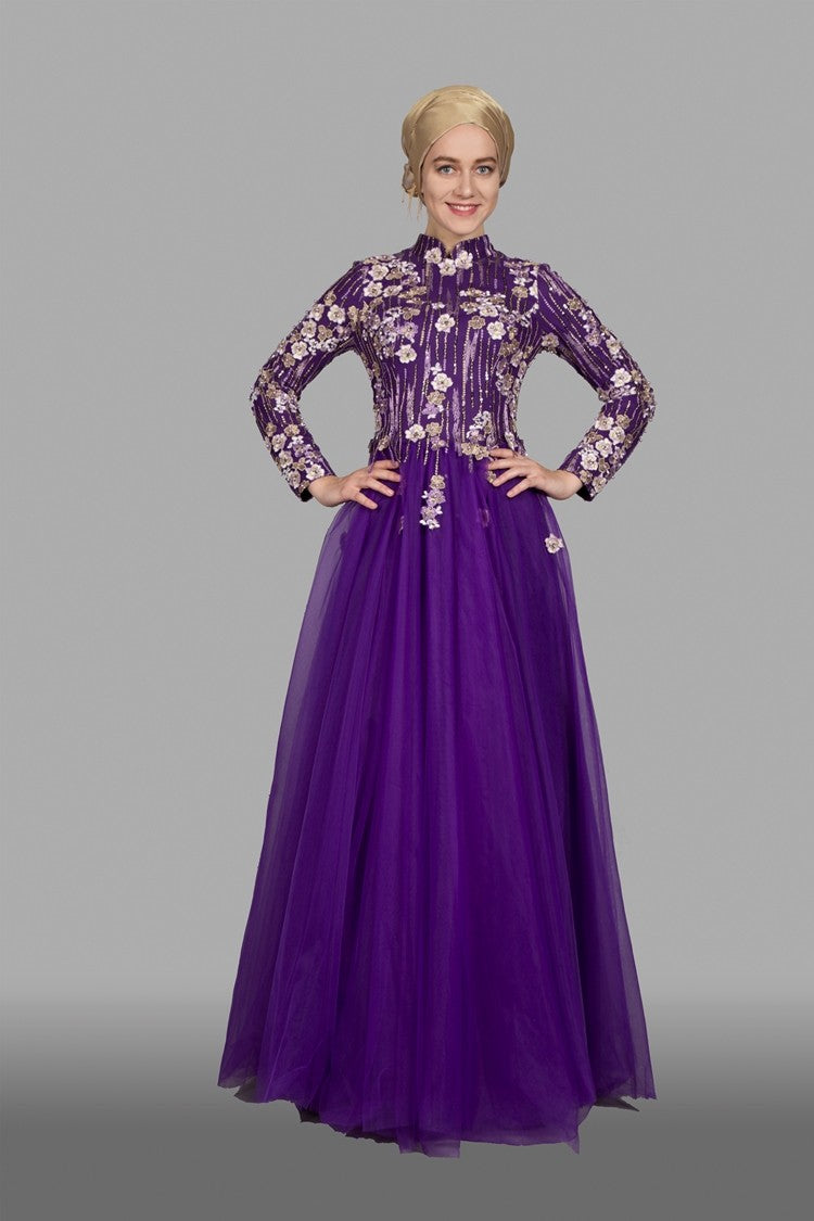 Robe de soirée longue fleurie