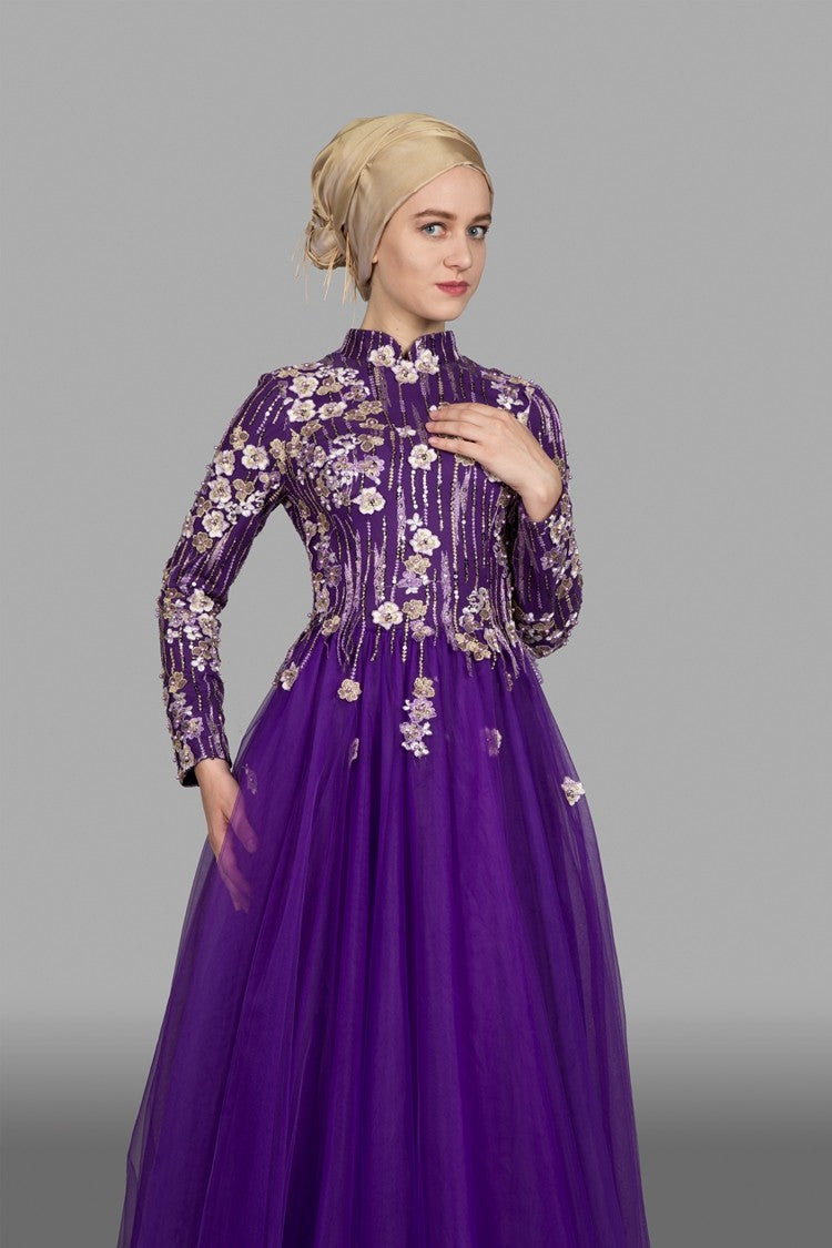 Robe de soirée longue fleurie