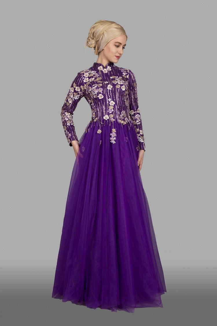 Robe de soirée longue fleurie