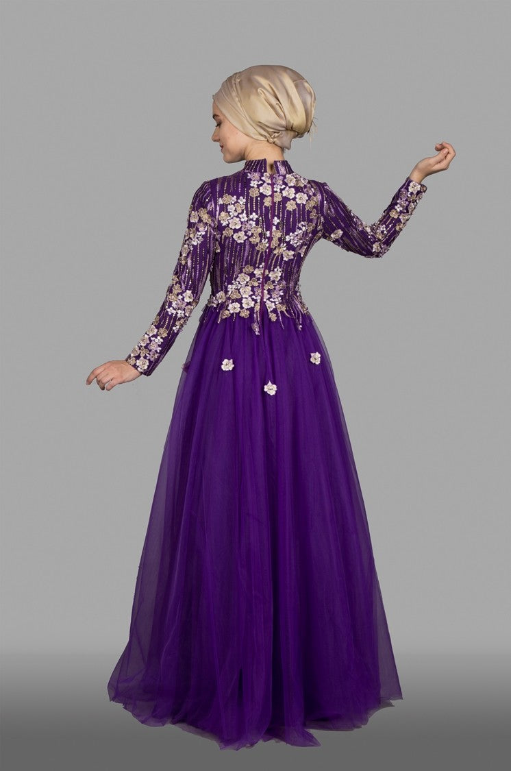 Robe de soirée longue fleurie