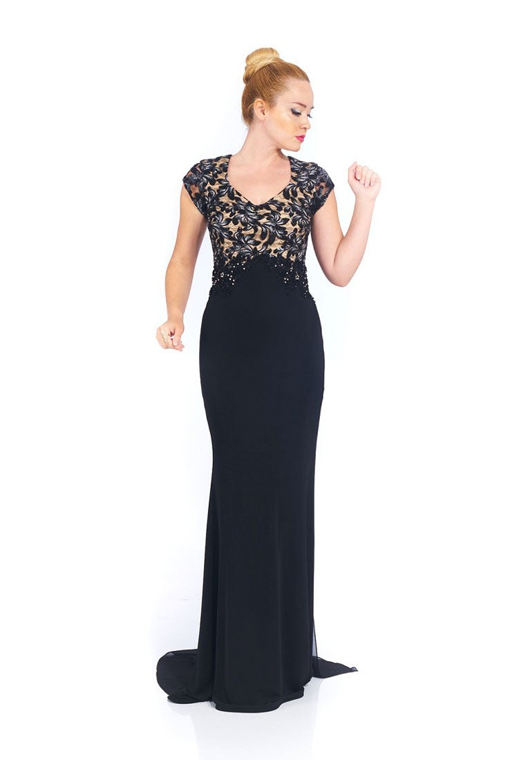 Robe de soirée deux tons avec traine