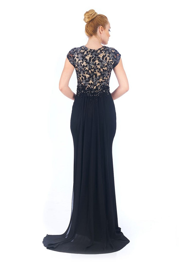 Robe de soirée deux tons avec traine
