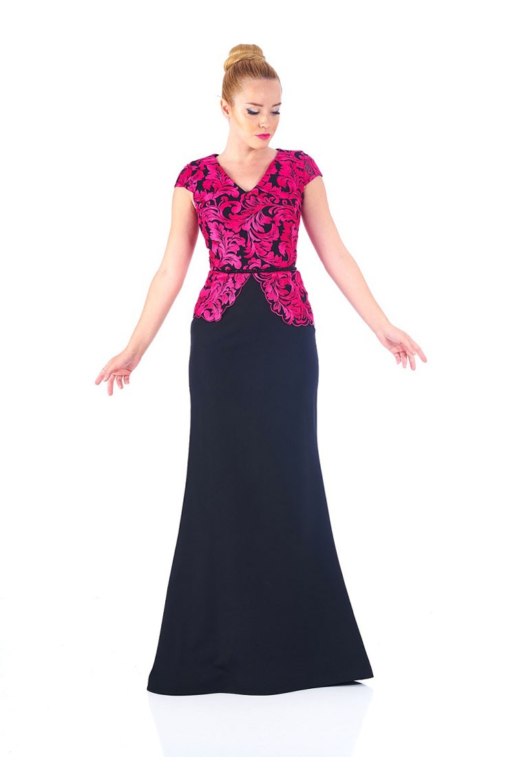 Robe de soirée deux pièces Rose/noir