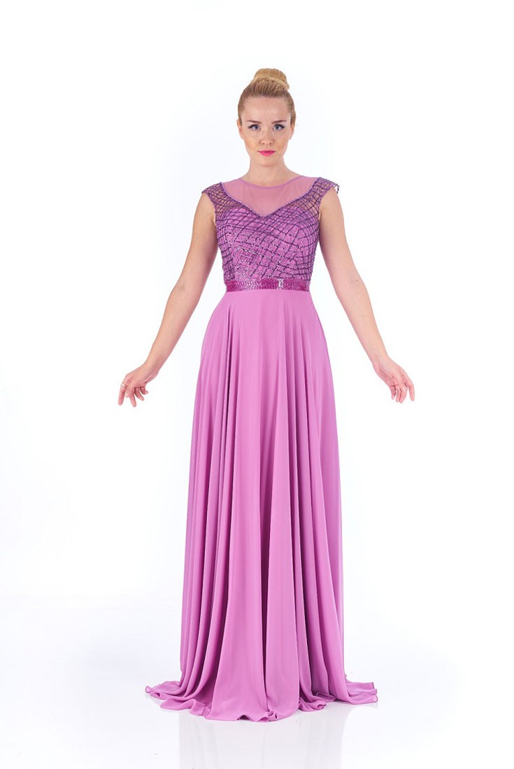 Robe de soirée longue chic mauve