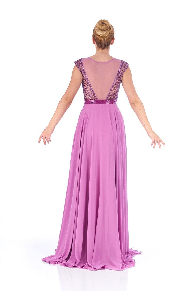Robe de soirée longue chic mauve