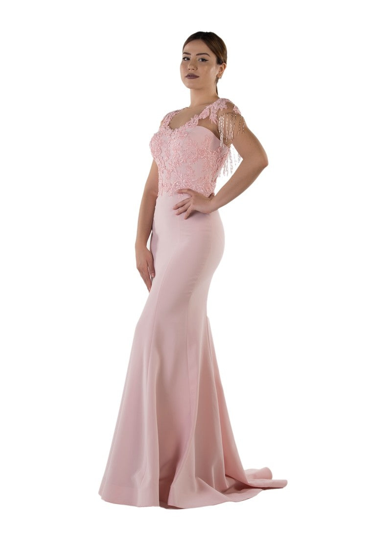 Robe de soirée longue a franges