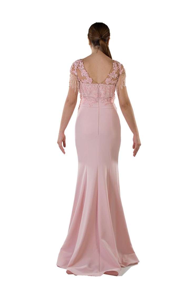 Robe de soirée longue a franges