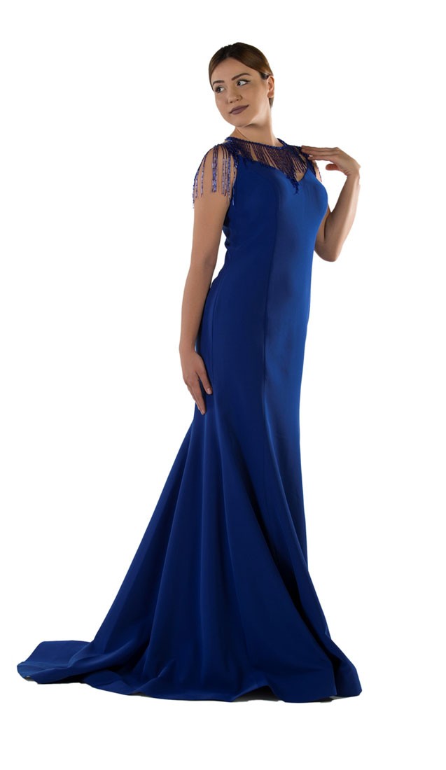 Robe de soirée longue bleu