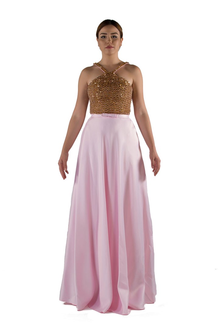 Robe de soirée licou deux tons