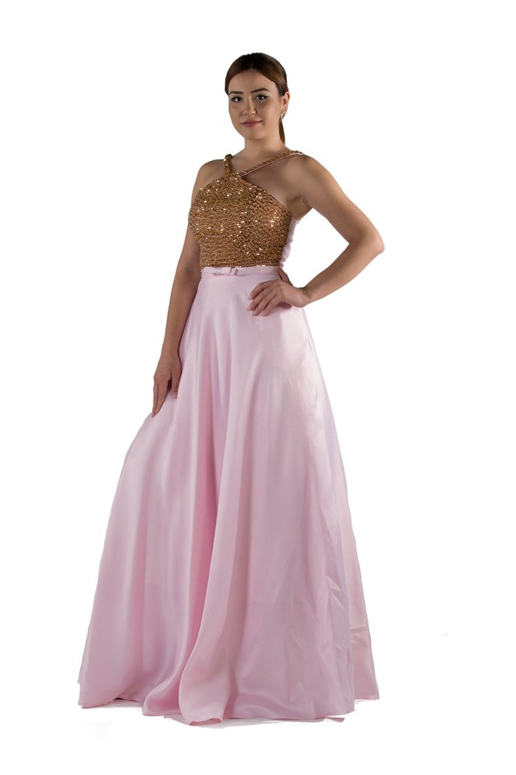Robe de soirée licou deux tons