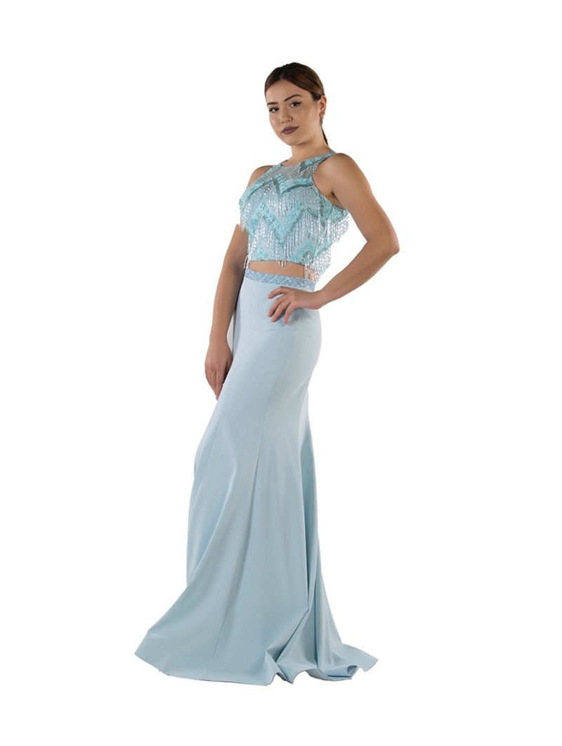 Robe de soirée licou deux pièces