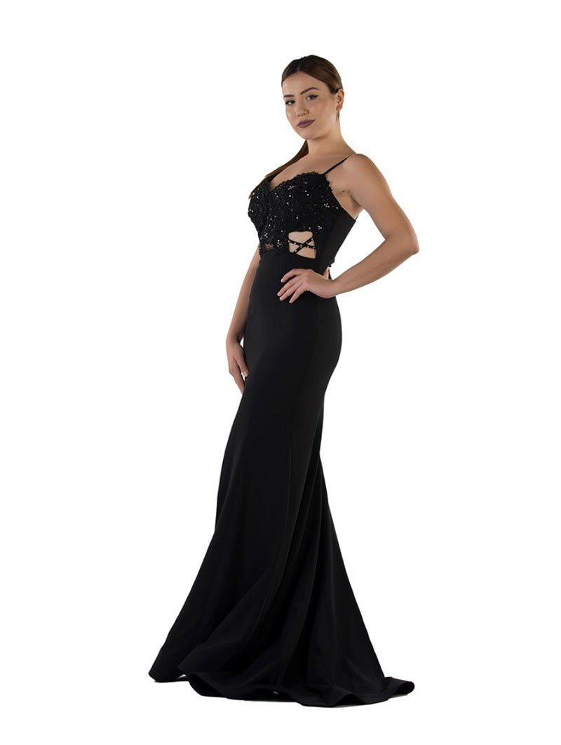 Robe de soirée longue avec bretelles