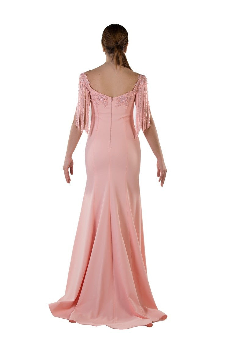 Robe de soirée sirène avec franges
