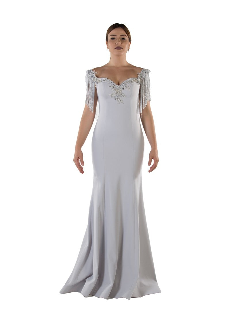 Robe de soirée sirène avec franges