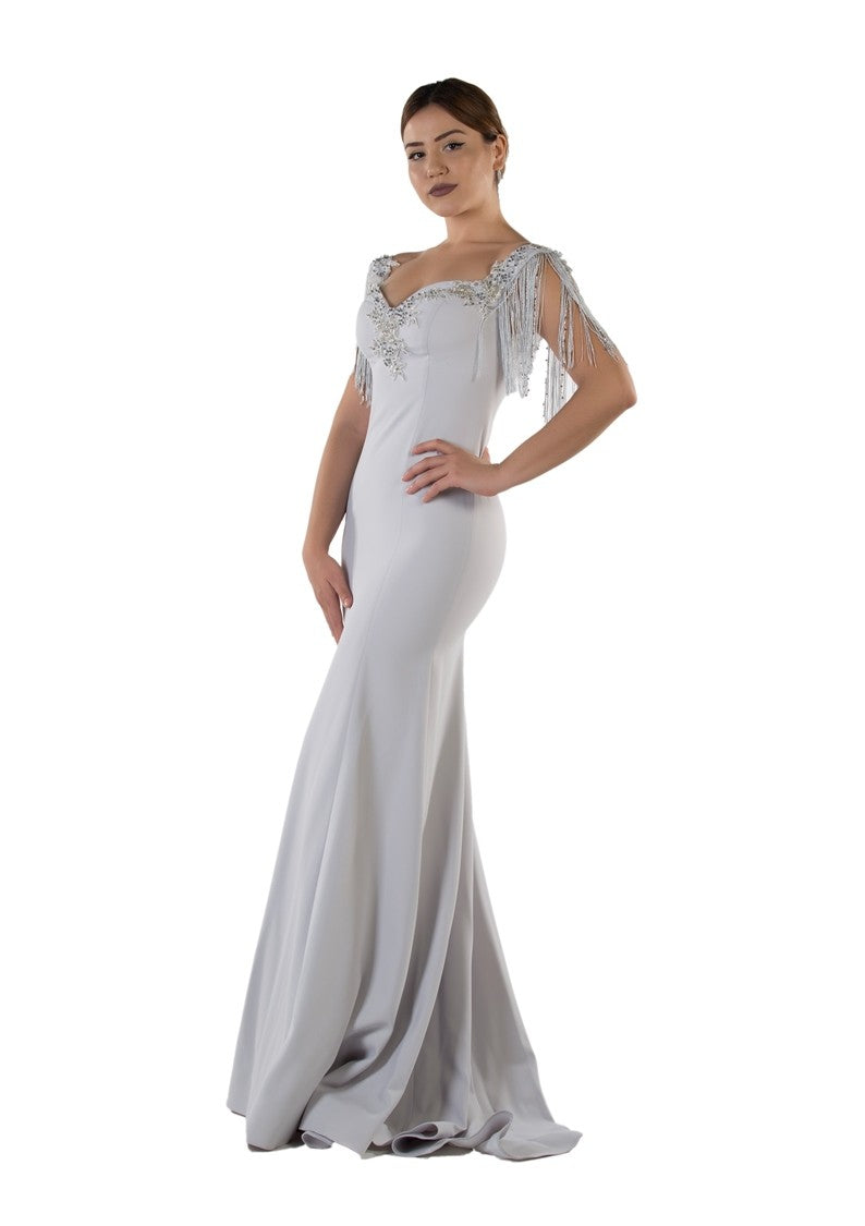 Robe de soirée sirène avec franges