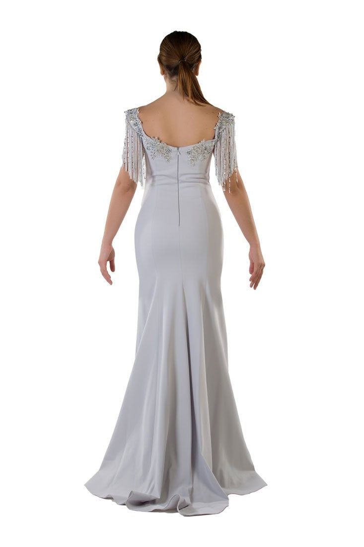 Robe de soirée sirène avec franges
