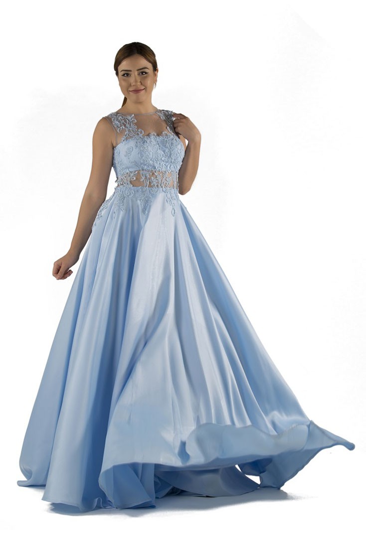 Robe de soirée avec dentelle perlée