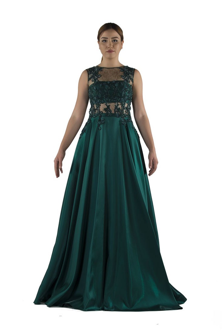 Robe de soirée avec dentelle perlée