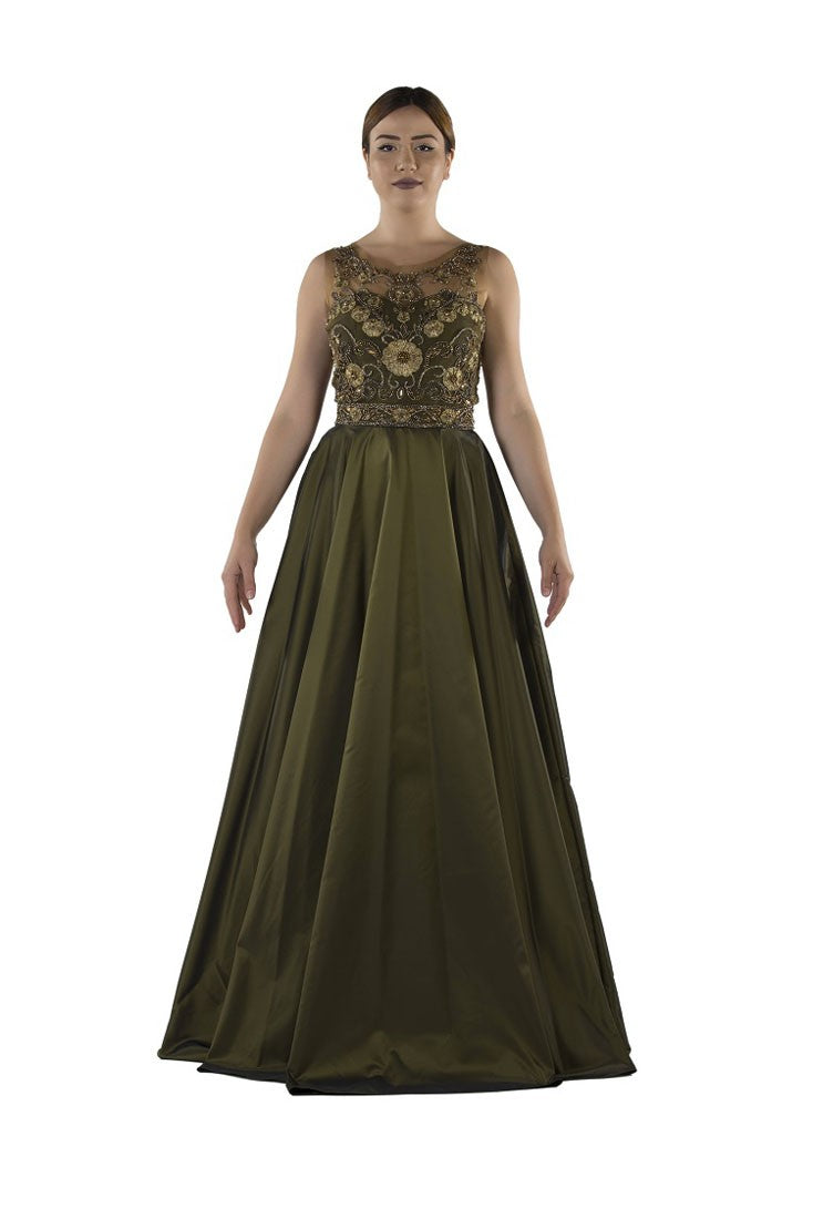 Robe de soirée vert kaki