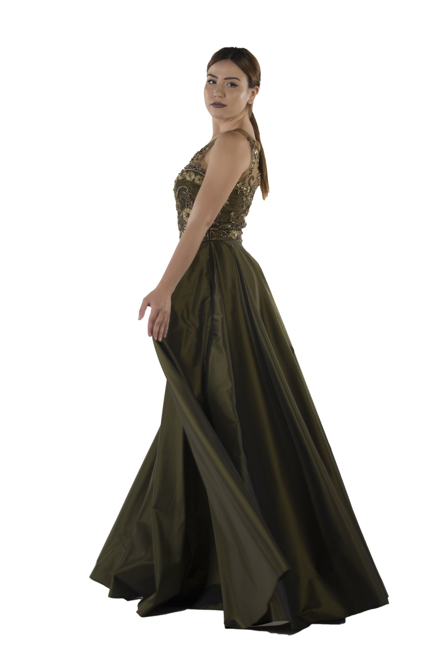 Robe de soirée vert kaki