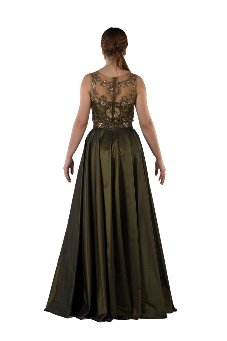 Robe de soirée vert kaki