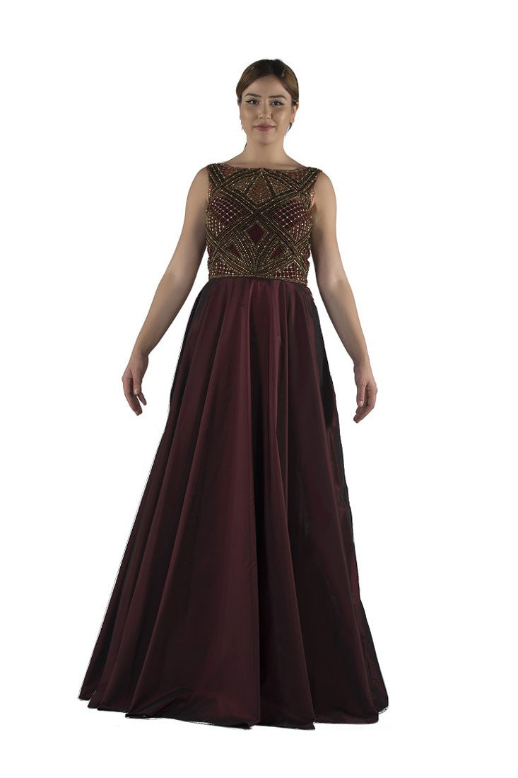 Robe de soirée broderie asymétrique