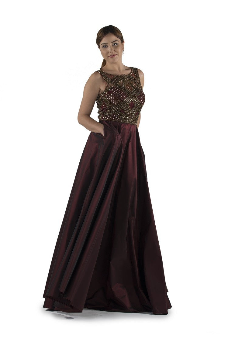 Robe de soirée broderie asymétrique