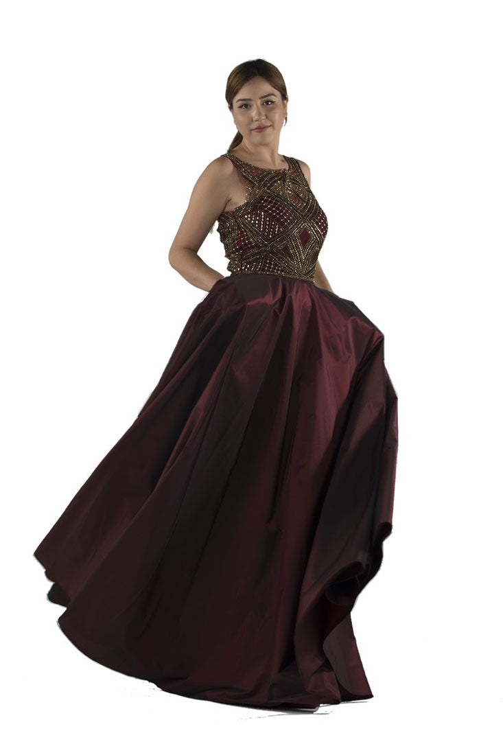 Robe de soirée broderie asymétrique