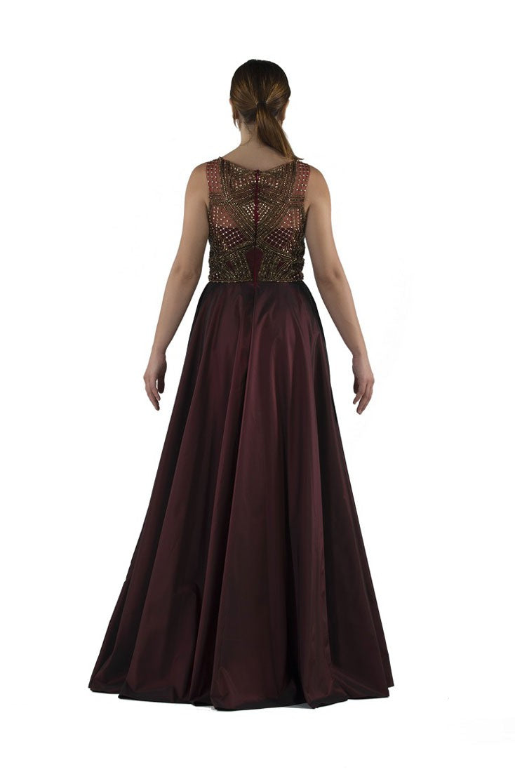 Robe de soirée broderie asymétrique