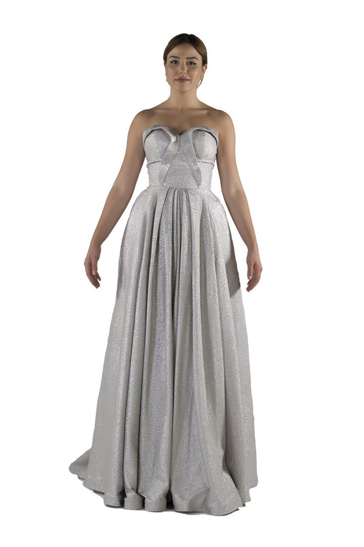 Robe de soirée argentée pailletée