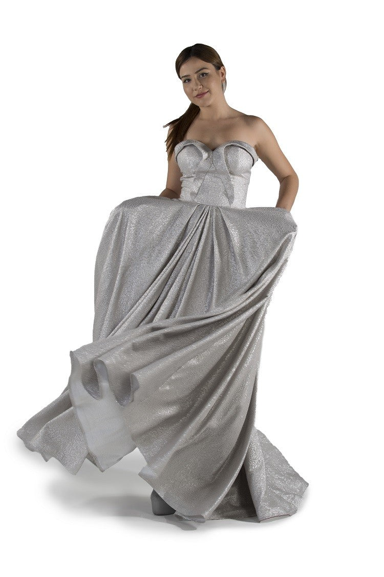 Robe de soirée argentée pailletée